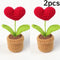 Handmade Knitted Flower Pot Red Heart Shaped