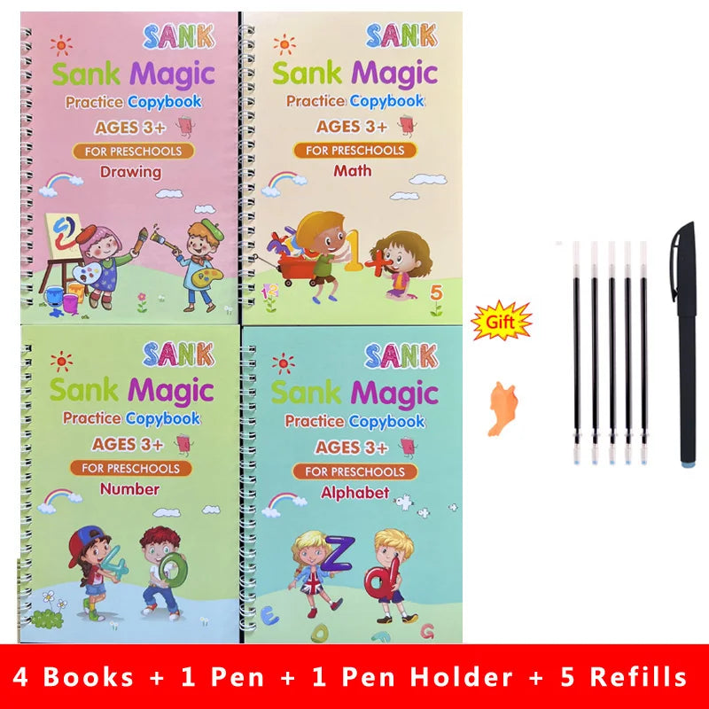 4 Magic Practice Copybook Pen For Kids Calligraphy Reusable