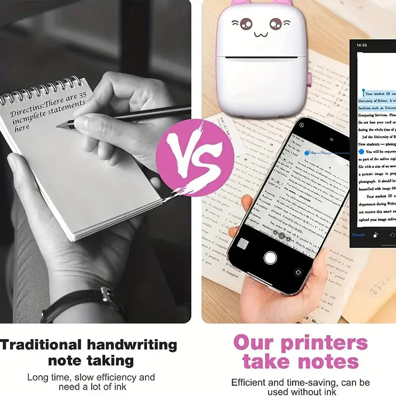 Portable Mini Pocket Printer With Wireless Inkless Printing For Photos Receipts Notes Memos And  Labels